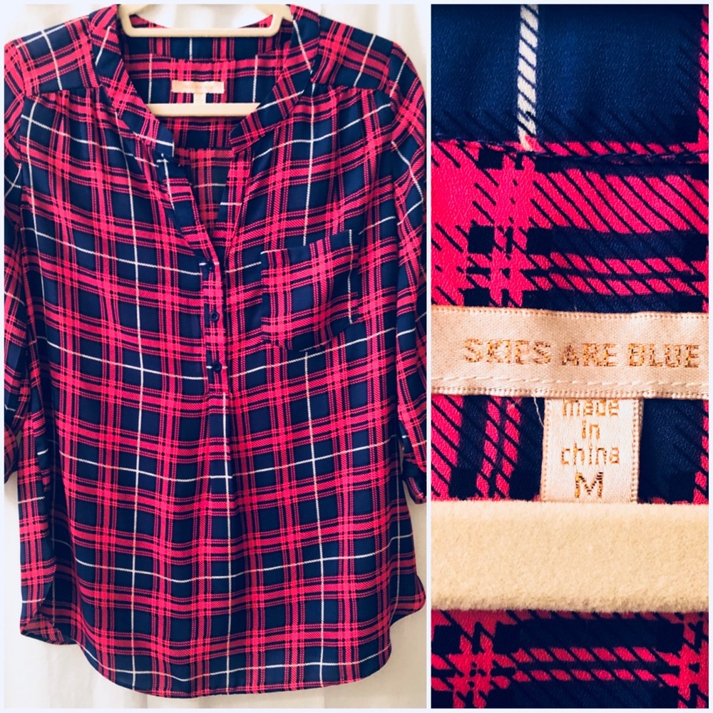 Skies Are Blue Henley Blouse